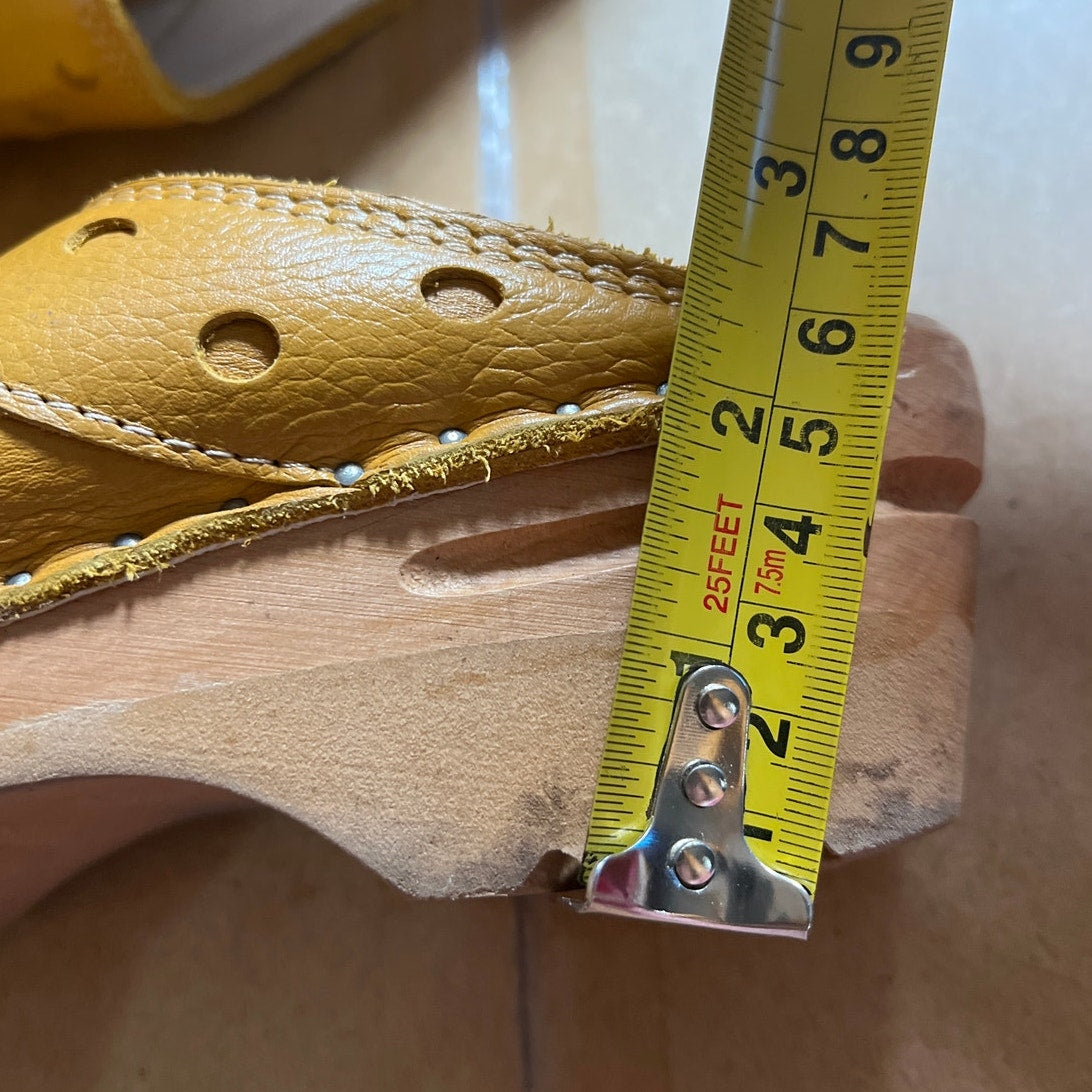 Gently Worn Swedish Leather and Wooden Troentorp Clogs Size 37