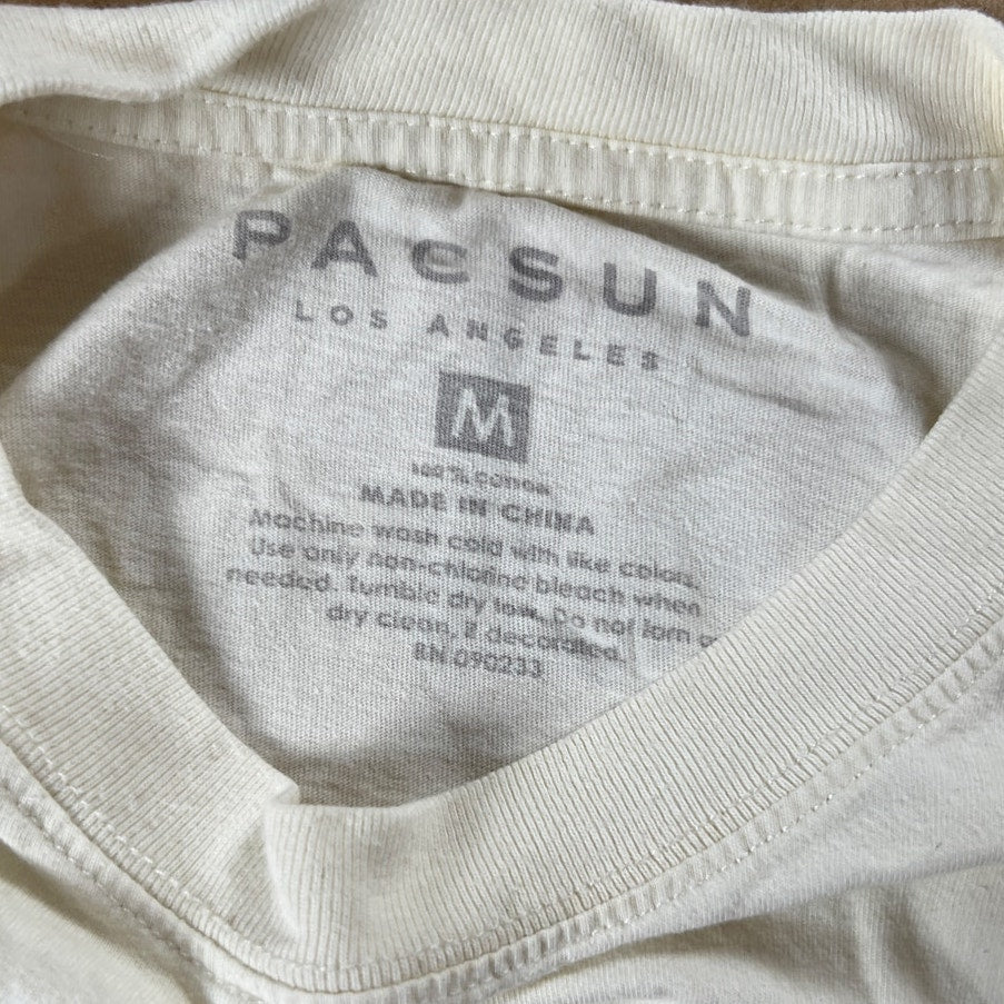 PacSun Men's Cream and Green Cezanne T-shirt Size M