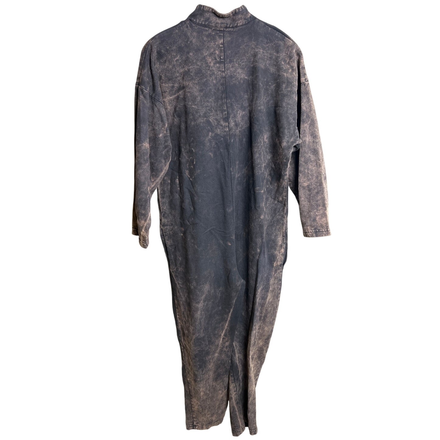 One Size 100% Cotton Faded Jumpsuit Button Up Gray