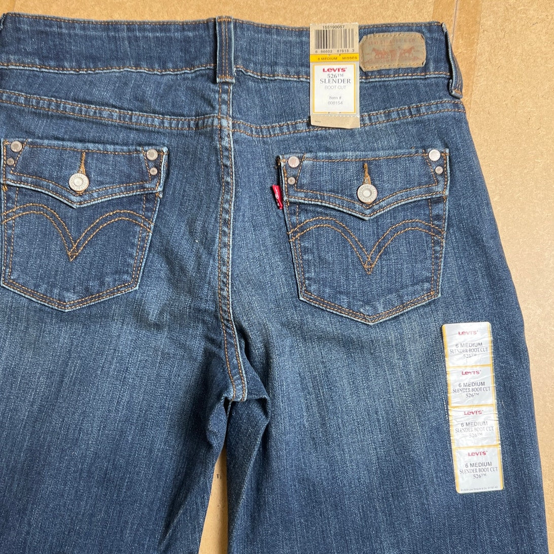 NWT Levis 526 Slender Boot Cut Women's Blue Jeans Stretch Size 6