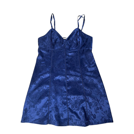 Victoria's Secret Tank Womens S Blue Satin Floral Camisole Lace Up Party