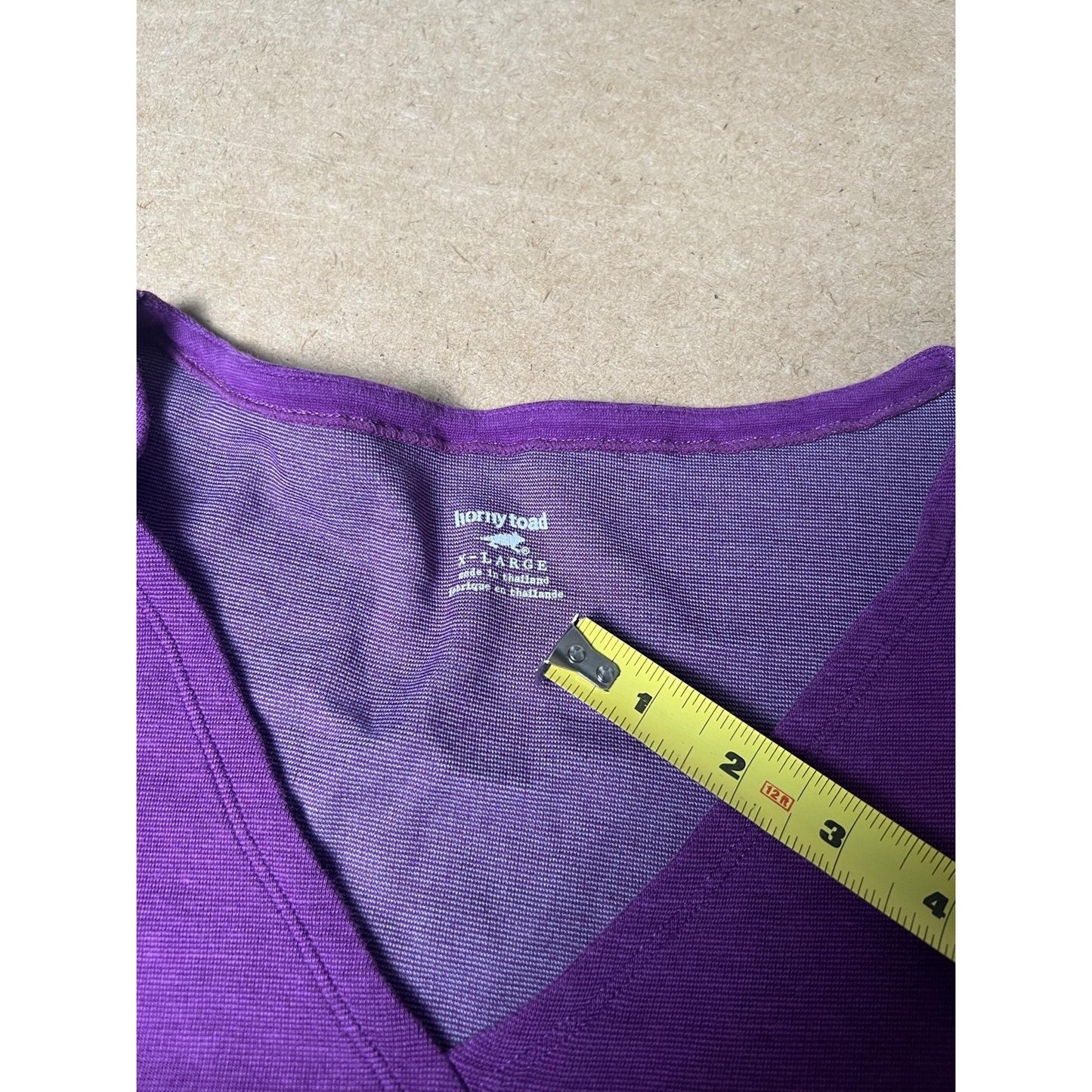 Horny Toad Dress Womens L Purple Wrap Knee Length Jersey V-Neck Empire Waist