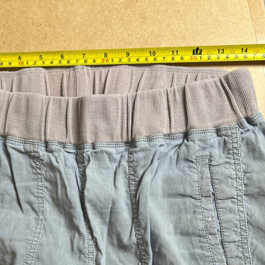 Eileen Fisher Pull On Cargo Pants Sz M Joggers Linen Pockets Seamed Wide Waist