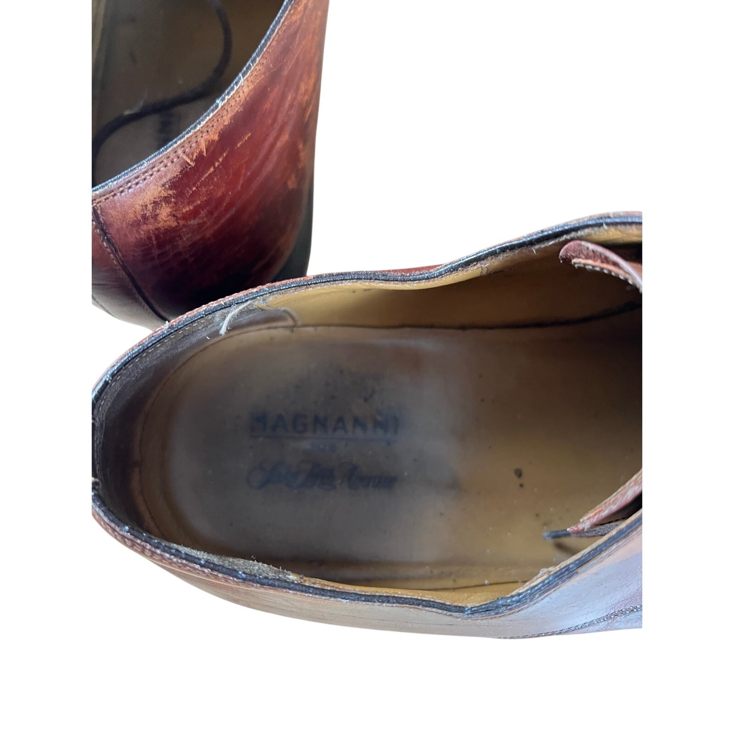 Magnanni Shoes Mens Size 11.5 Brown Derby Leather Lined Dress Square Toe
