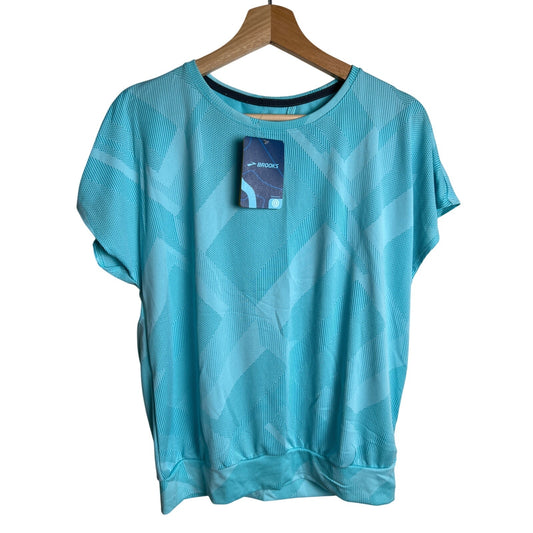 NWT Brooks Running Happy Blue Women's T-Shirt Size L
