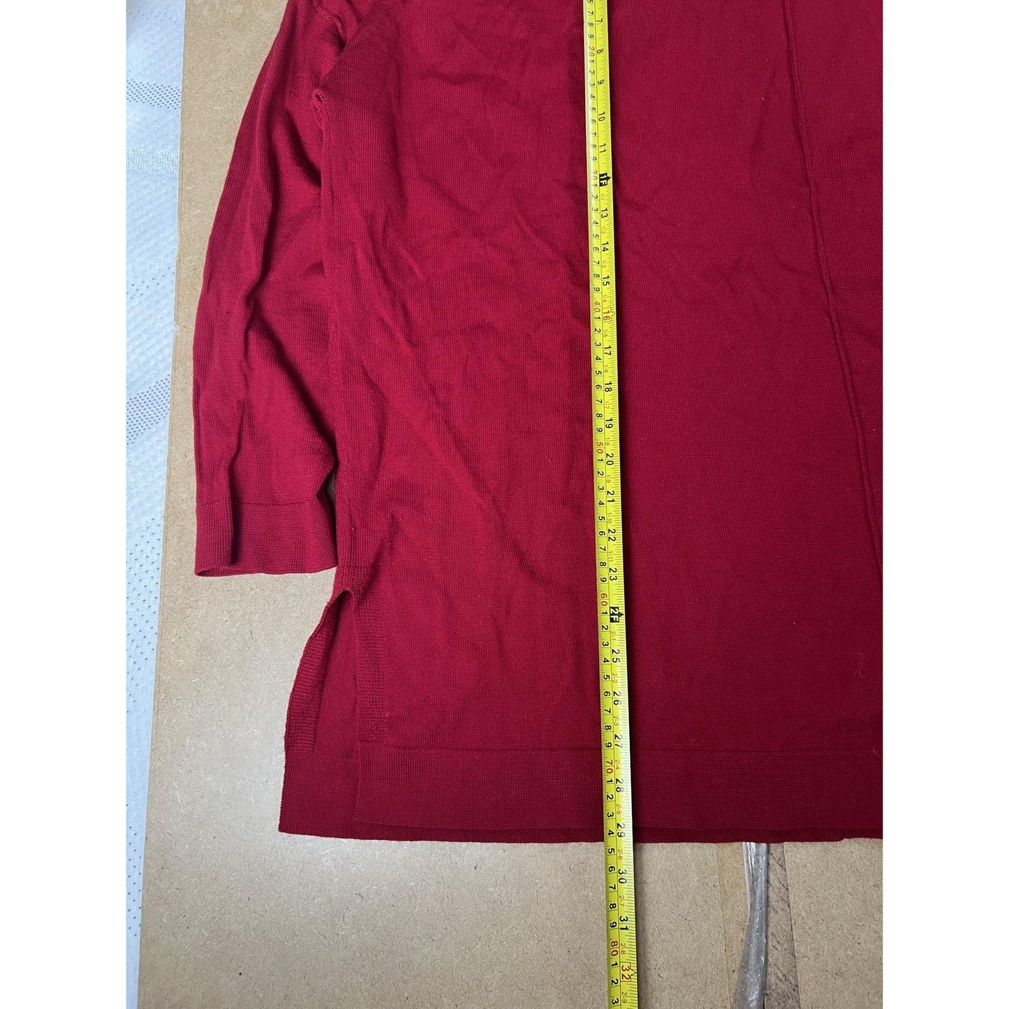 EILEEN FISHER Sweater Womens XL Red Pullover Turtleneck 100% Merino Wool