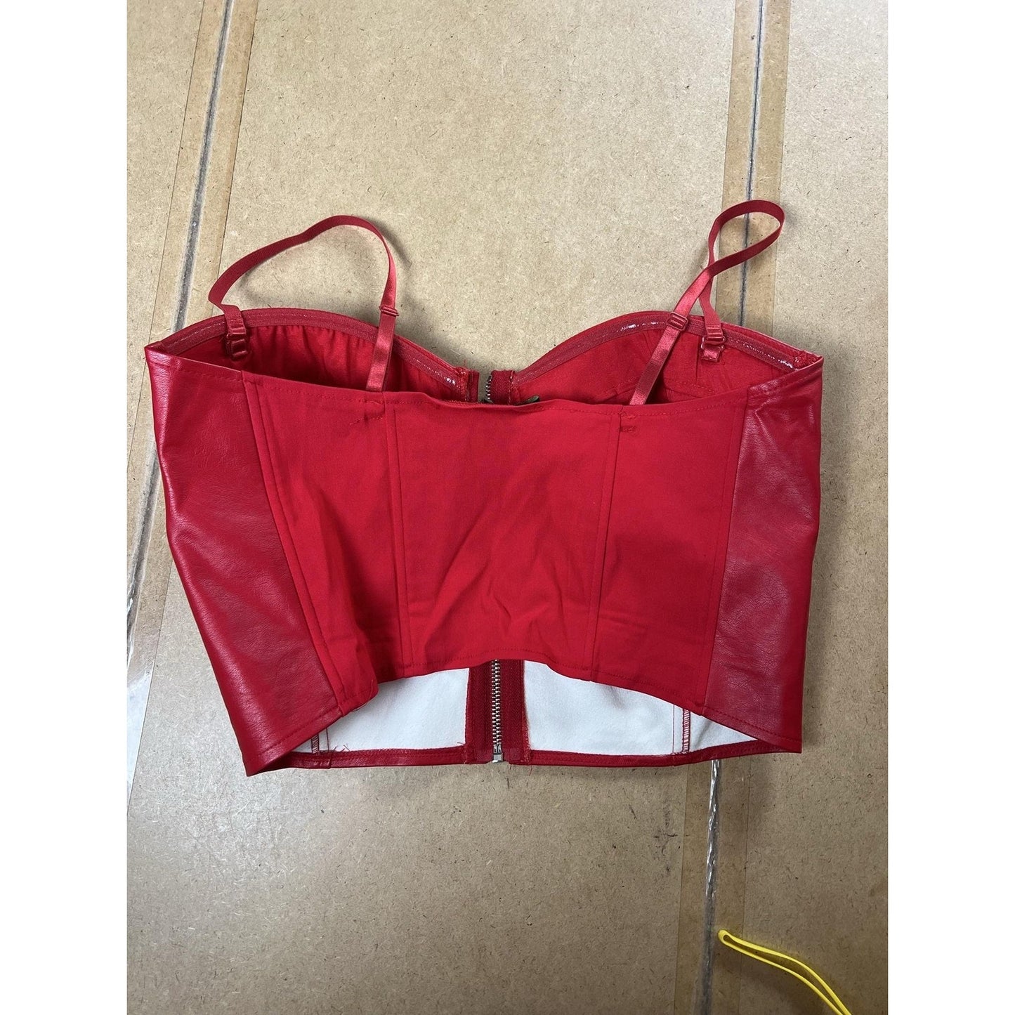 Like An Angel Tank Womens 1X Red Faux Leather Sweetheart Zip Bustier Cropped