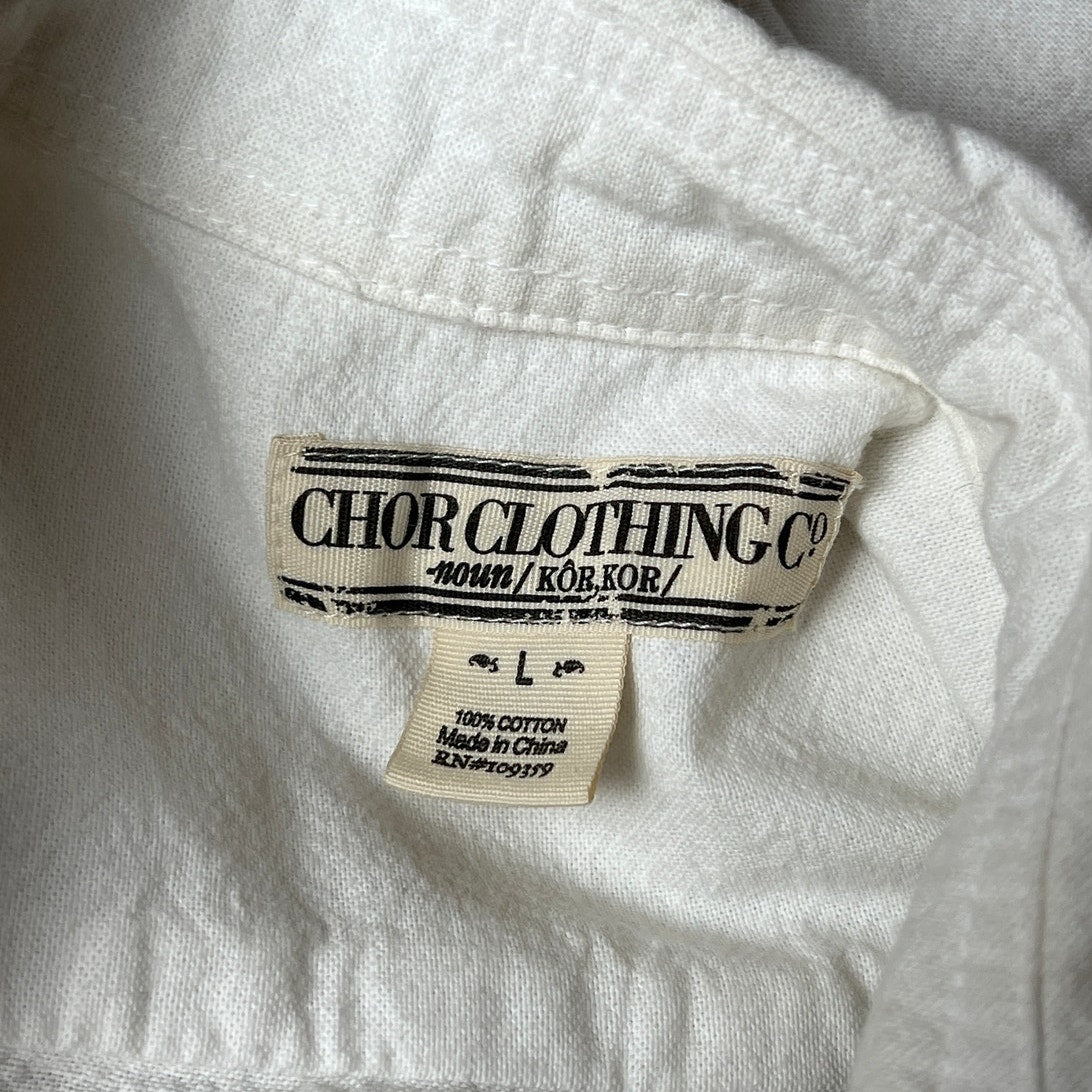 Chor Clothing Co. Size Large 100% Cotton White Button Down