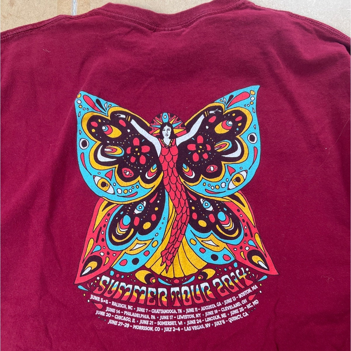 Wide Spread Panic 2014 Maroon Men T-Shirt Size XL