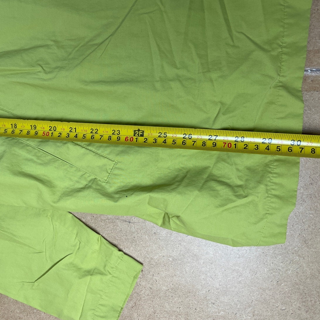 Eileen Fisher Chartreuse Hooded Light Weight Cotton/Nylon Size Large Jacket