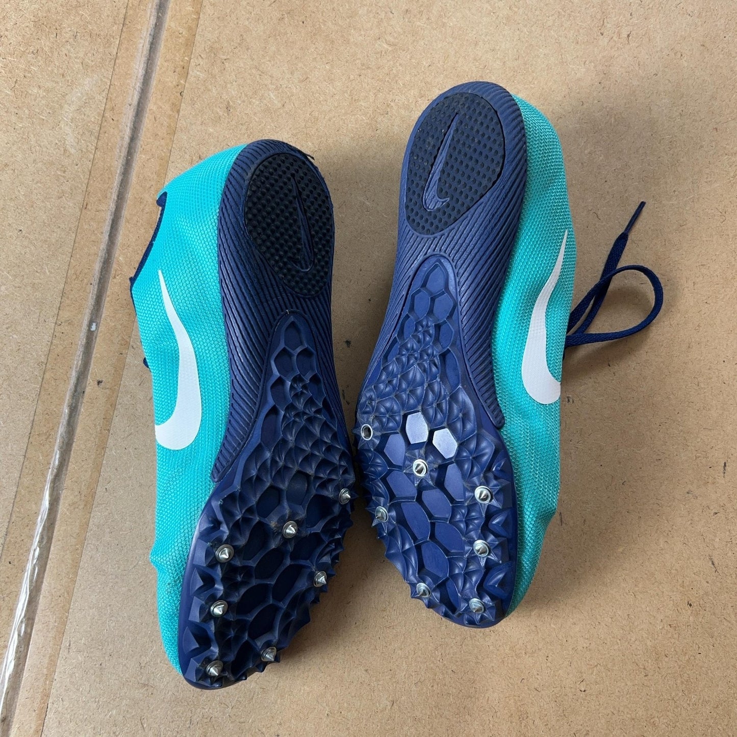 Nike Track Spikes Shoes Mens Size 9 Blue Racing Lightweight Spikes Athletic