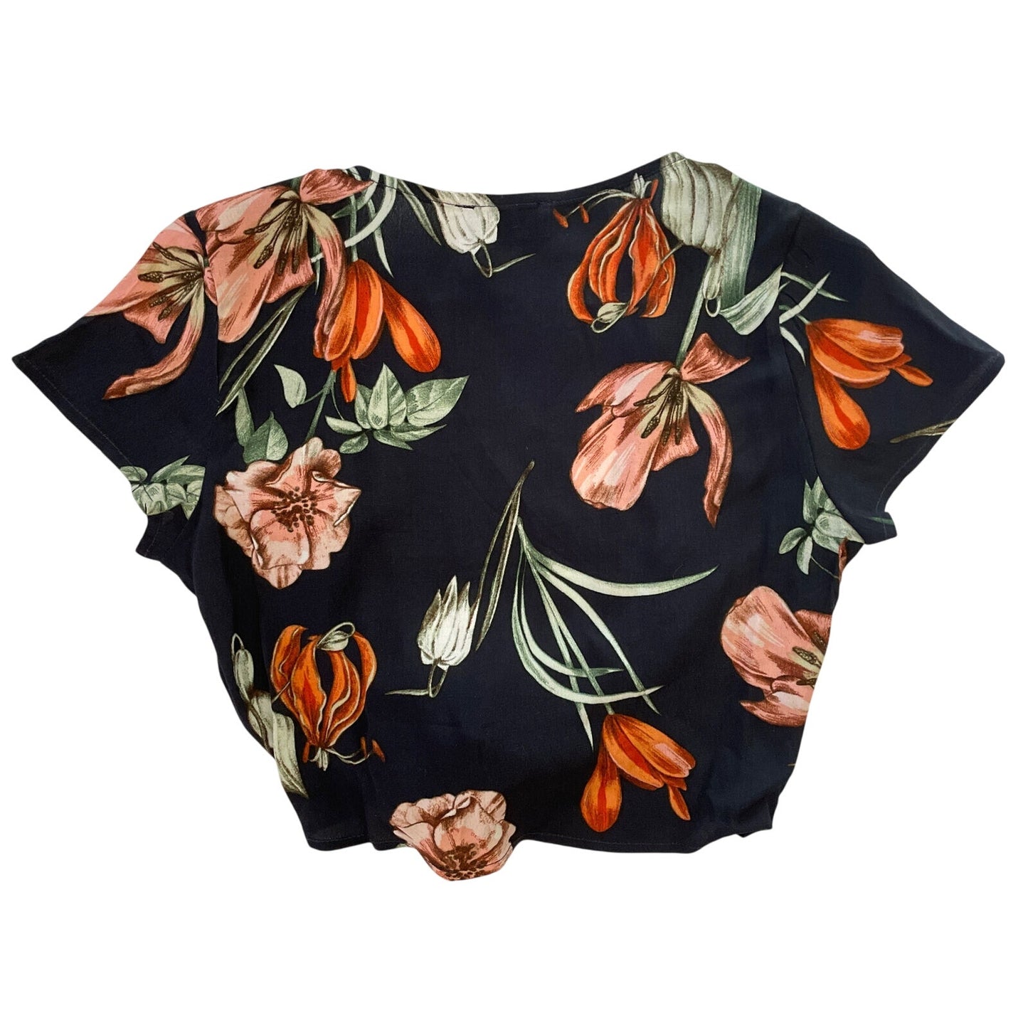 Dress Forum Floral Black Tie Top Size Small S - NWT