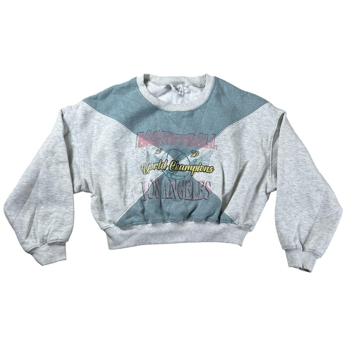 Princess Polly Sweater Womens 4 Gray Pullover Graphic Lined Relaxed Fleece
