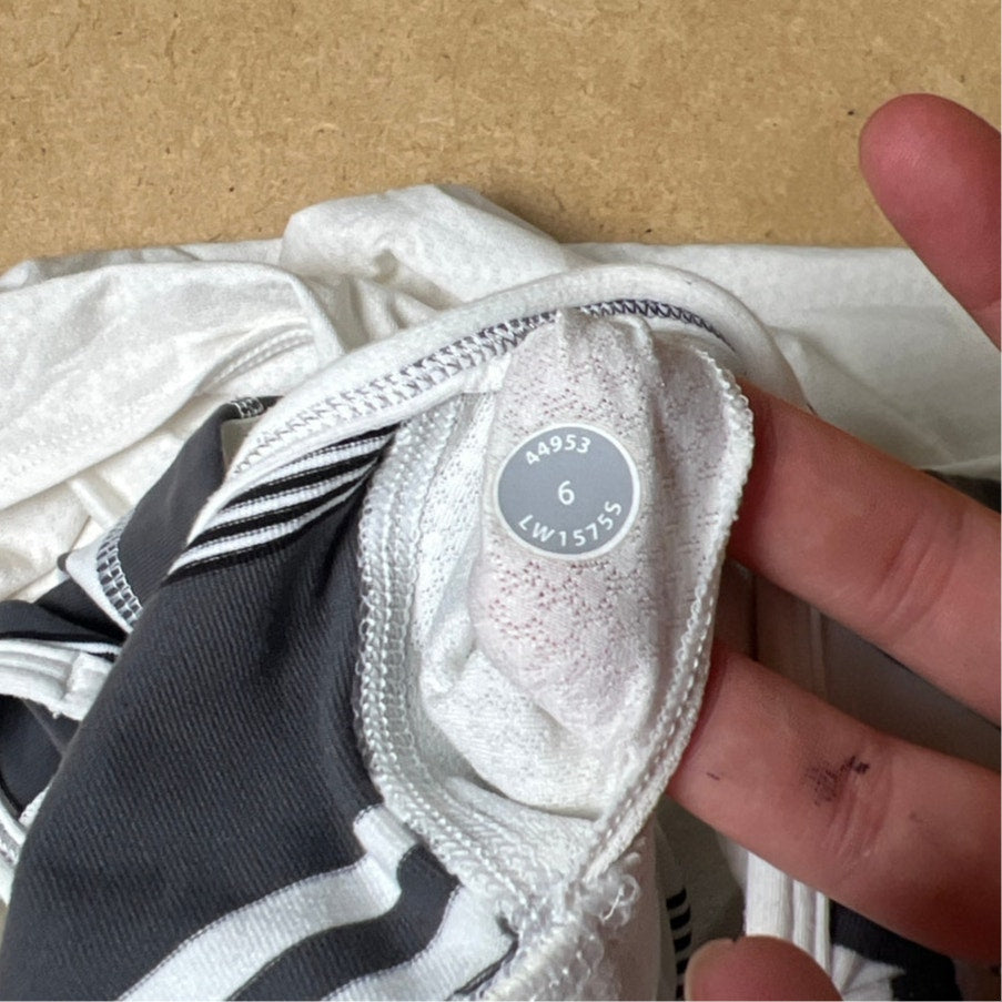 Lululemon Women's No Limits White Tank Top With Built In Striped Sports Bra Sz 6