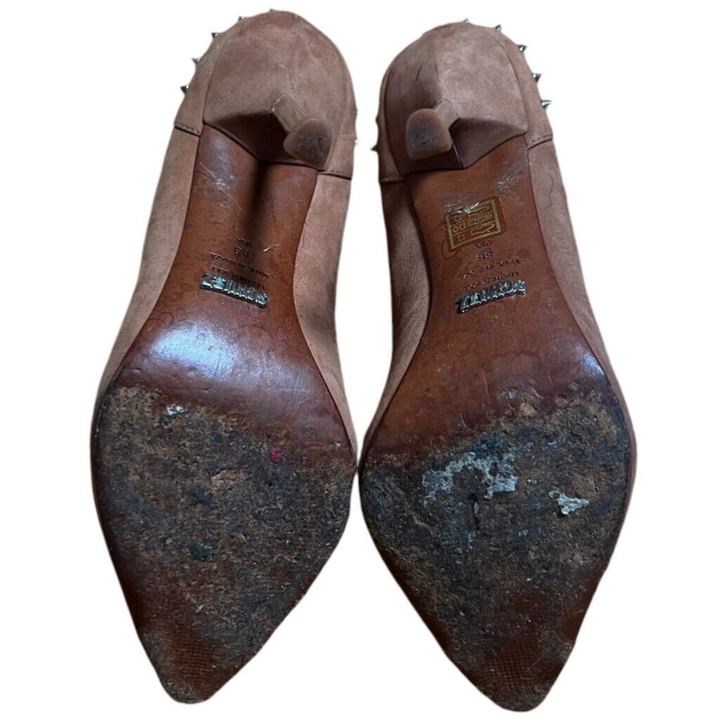 Schutz Women's Metallic Spike Pointed Toe Slip On Heels Size 8 B Medium