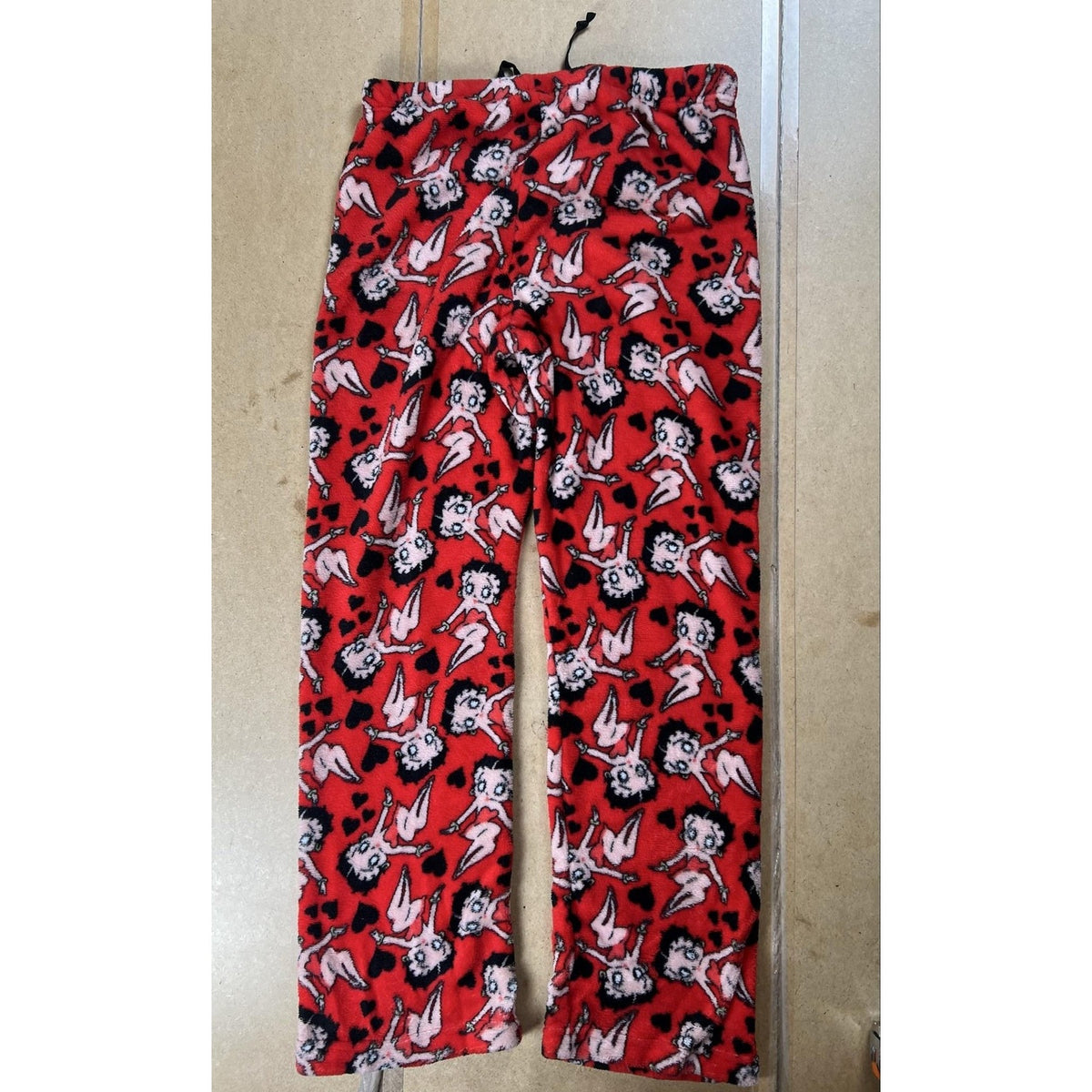 Betty Boop Studios Pants Womens S Red Fleece Sweatpants Elastic Waist Cartoon
