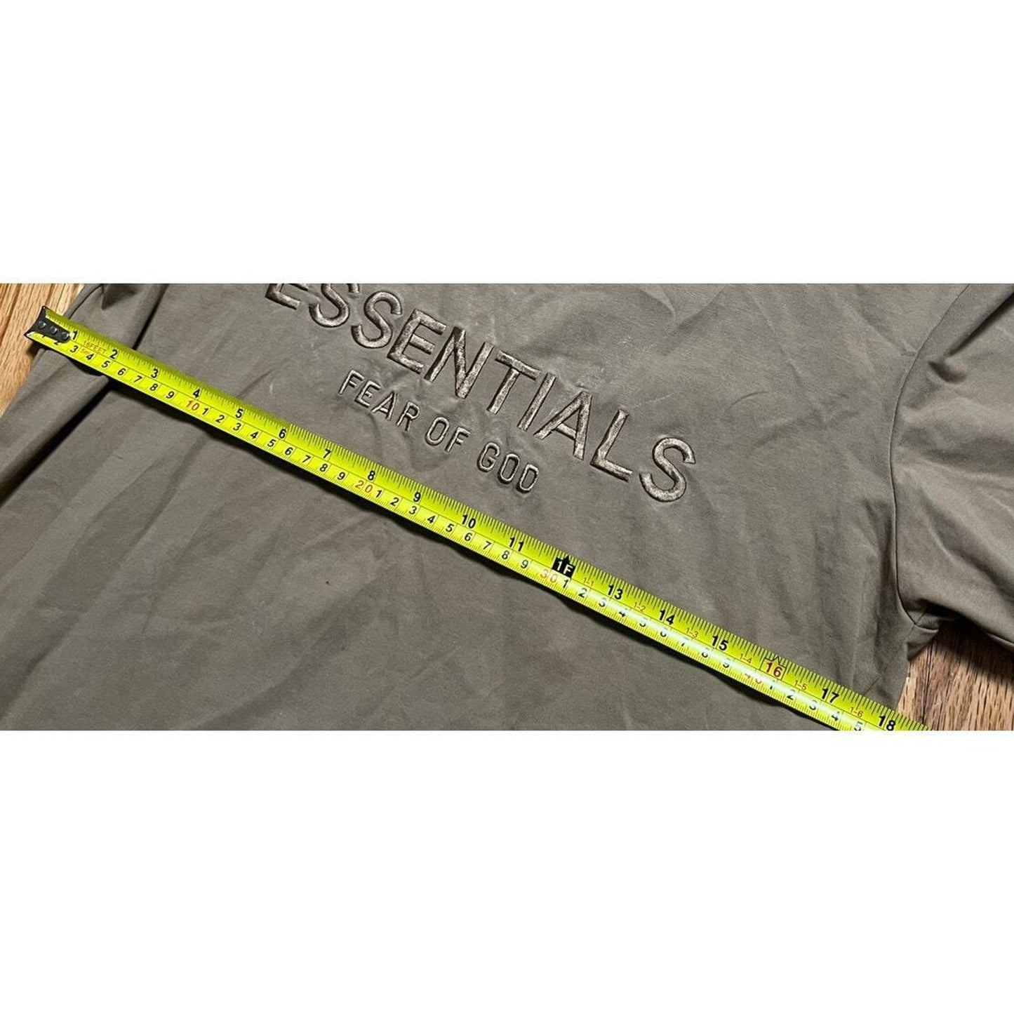 Essentials Inspired Fear of God FOG Tan Text T Medium Shirt *Minor Stains*