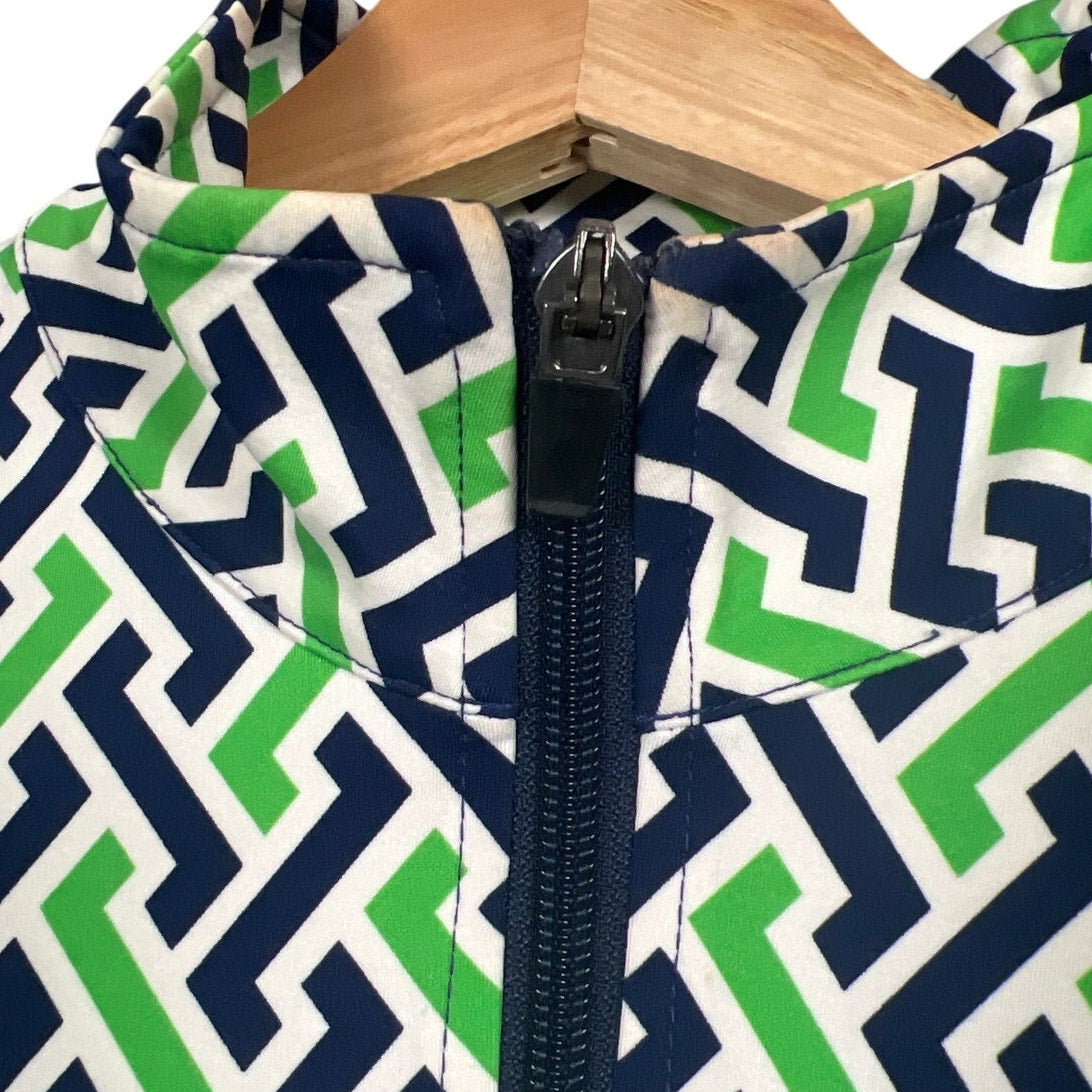 J. McLaughlin Size Small Full Zip Green Chevron Activewear Jacket