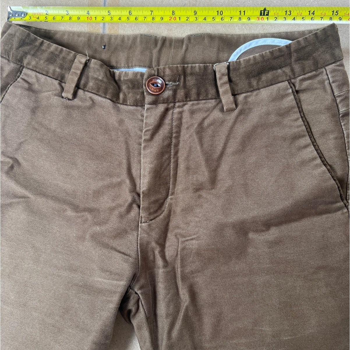 Tedelon 30x31 Chino Khaki Brown Dress Pants Men's Pocketed
