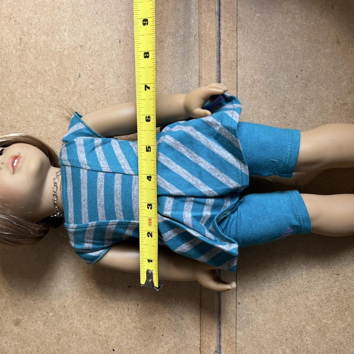 American Girl 18 Inch Doll Blue Stripe Outfit Blonde Hair Brown Eyes