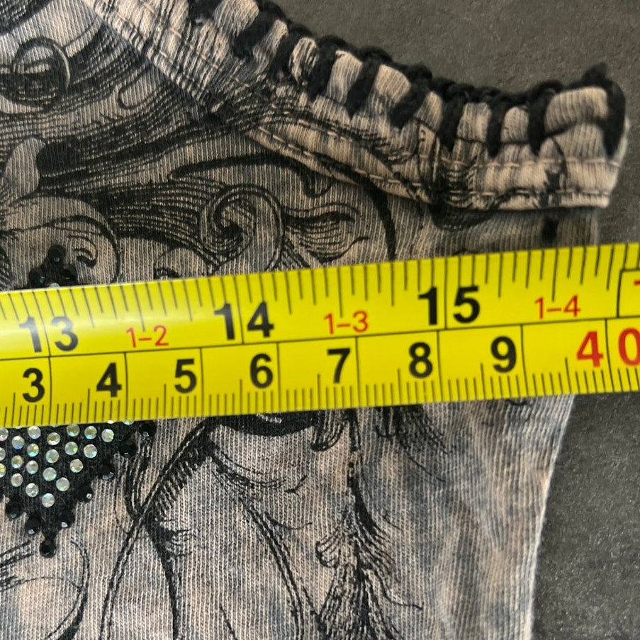 Y2K Vocal Made In USA Grunge Rhinestone Women Faded Wash Tank