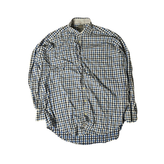 Thomas Dean Shirt Mens 2XL Blue Check Long Sleeve Button Up Collared Casual