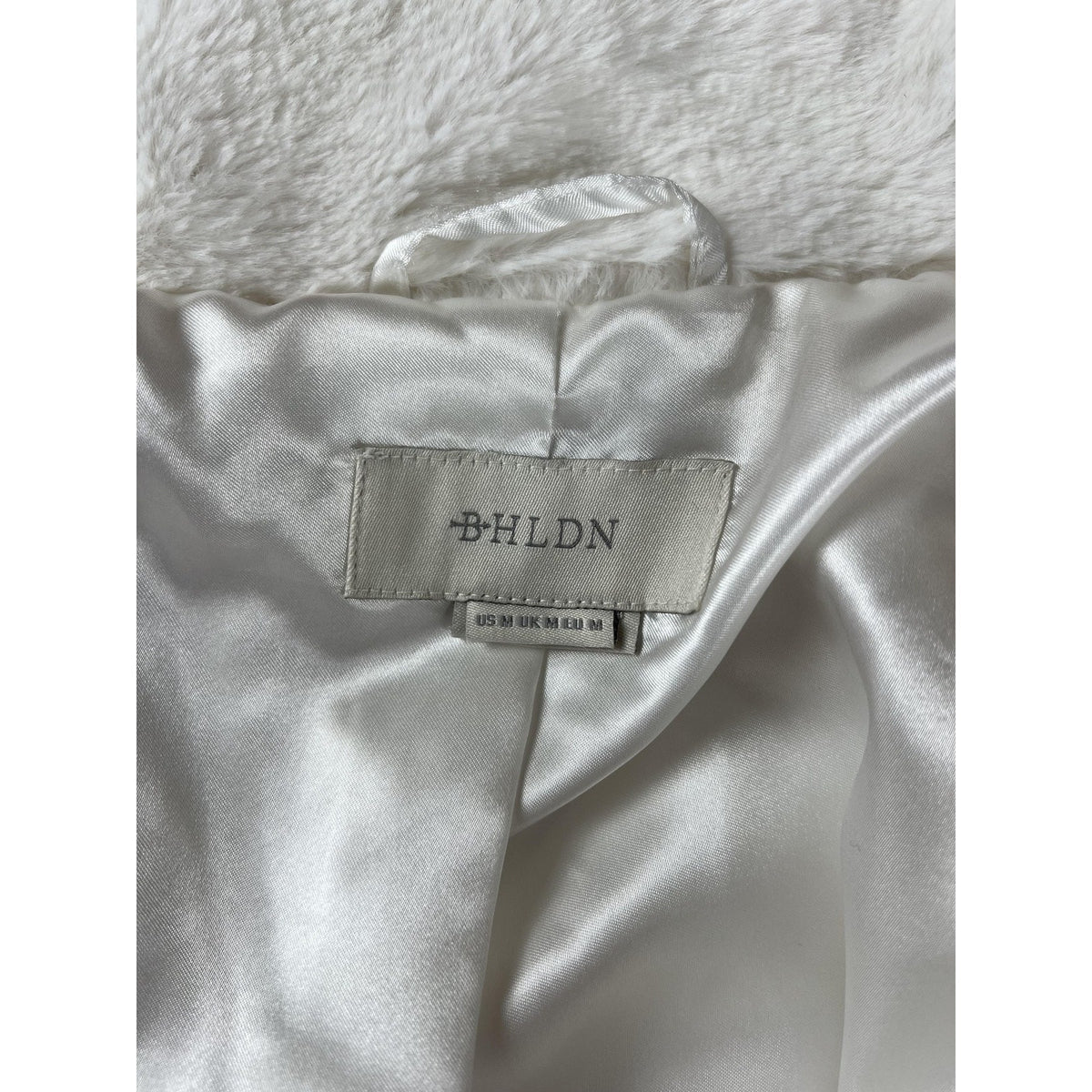 BHLDN Cape Sweater Womens M White Faux Fur Lined Satin Zipper Wedding Bridal