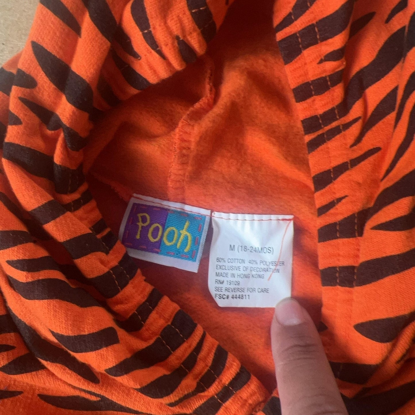 Vintage Snowsuit Pooh Boys M Orange Hooded Fleece Animal Print Tigger Snap Front