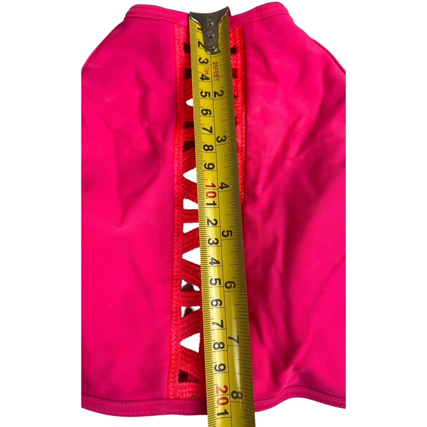 Aerie High Neck Crop Bikini Top Pink Cross Strap Back Tie Small S