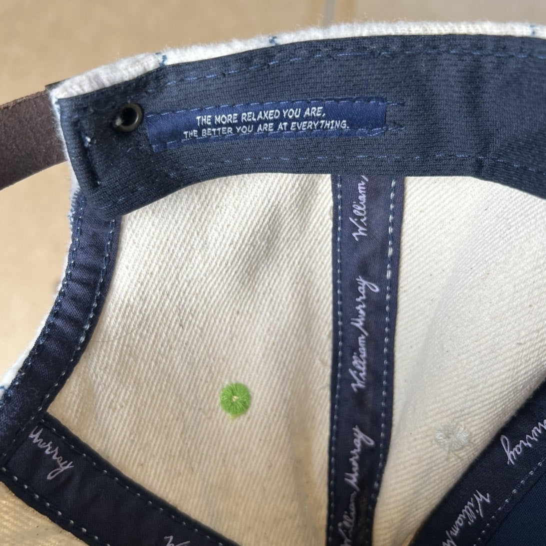 William Murray Hat Cap Strap Back Mens One Size Blue White Golf Pinstripe Plaid