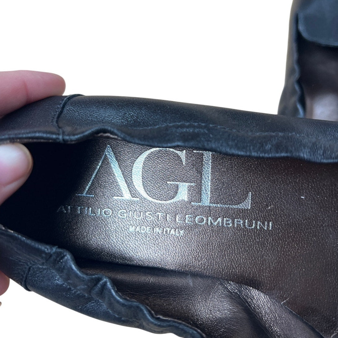 AGL Attilio Giusti Leombruni Womens Cap Toe Loafers 38 EU 8 US Black Leather