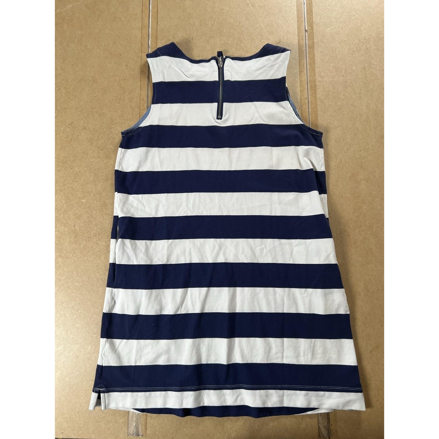 Vineyard Vines Dress Womens L Blue Striped Knee Length Shift Round Neck