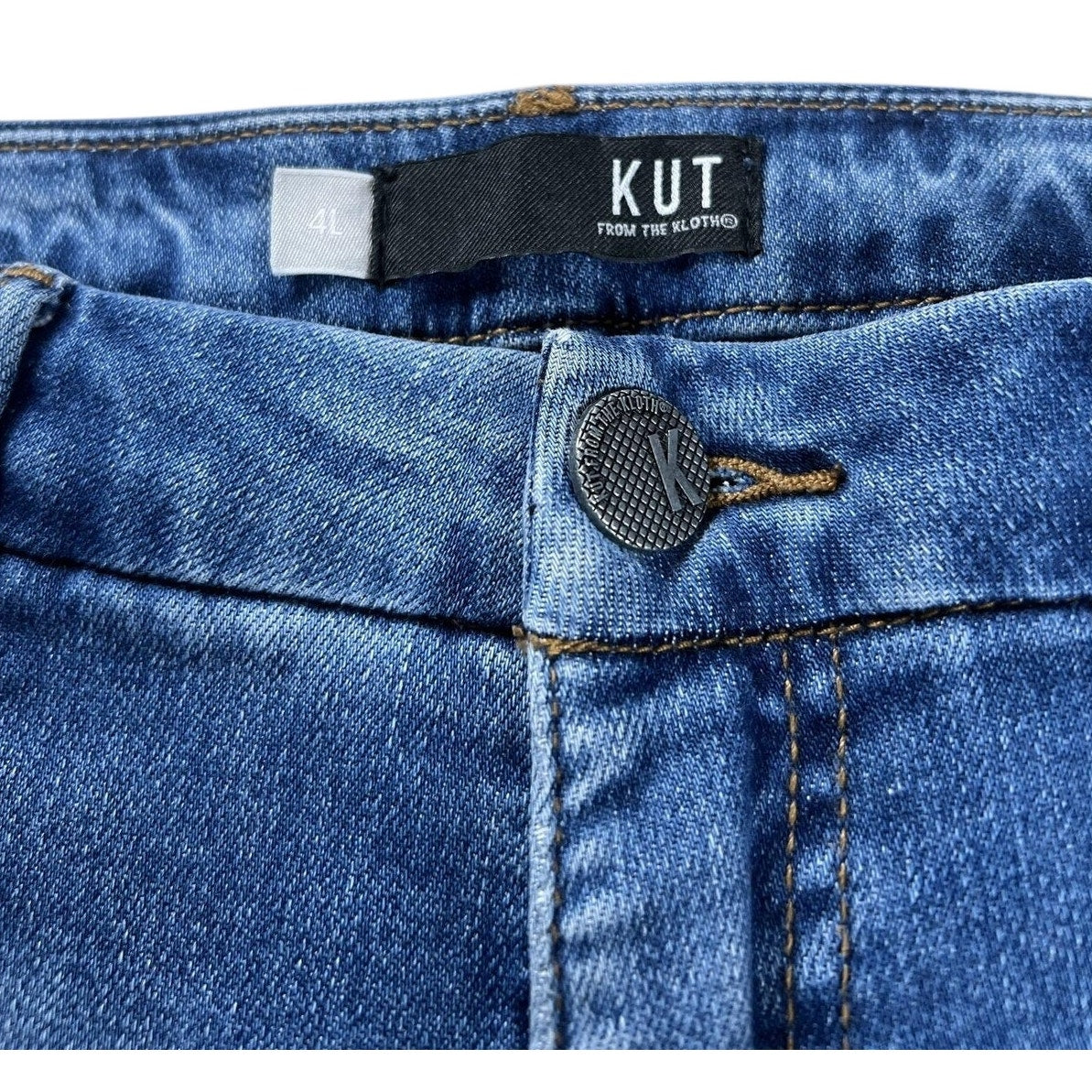 KUT From The Kloth Pants Women's 4L Blue Cropped Denim Stretch Pockets Zip