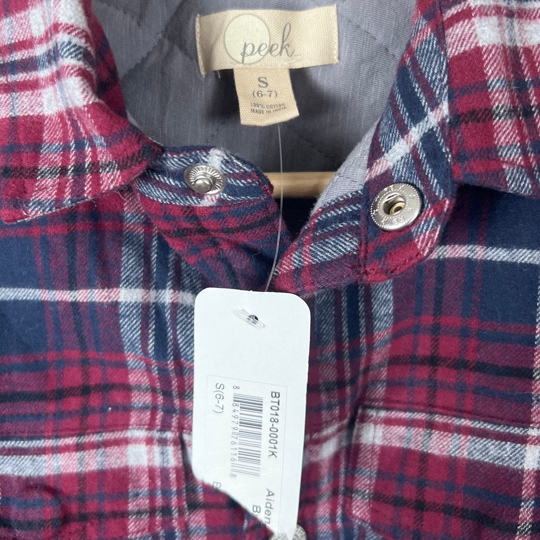 NWT Peek Small S 6 7 Aiden Plaid Flannel Button Down Outerwear