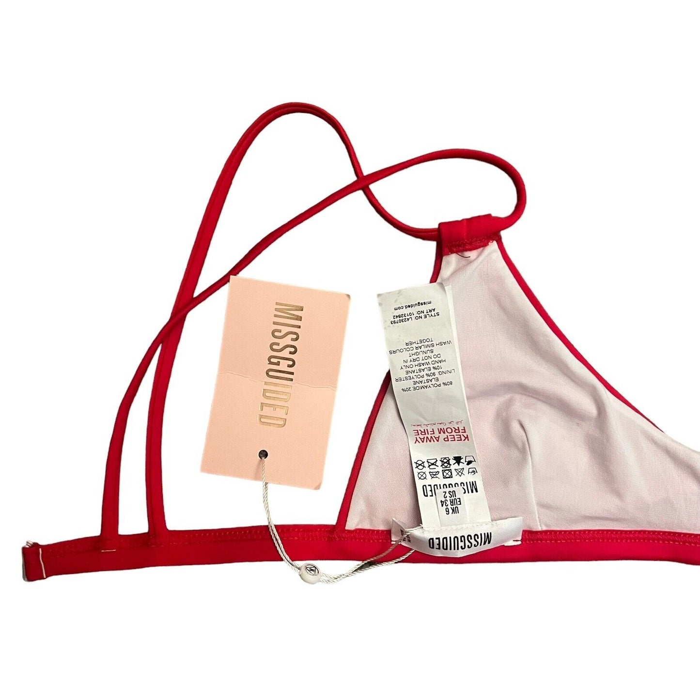Missguided Bikini Top Red Size 2 NWT
