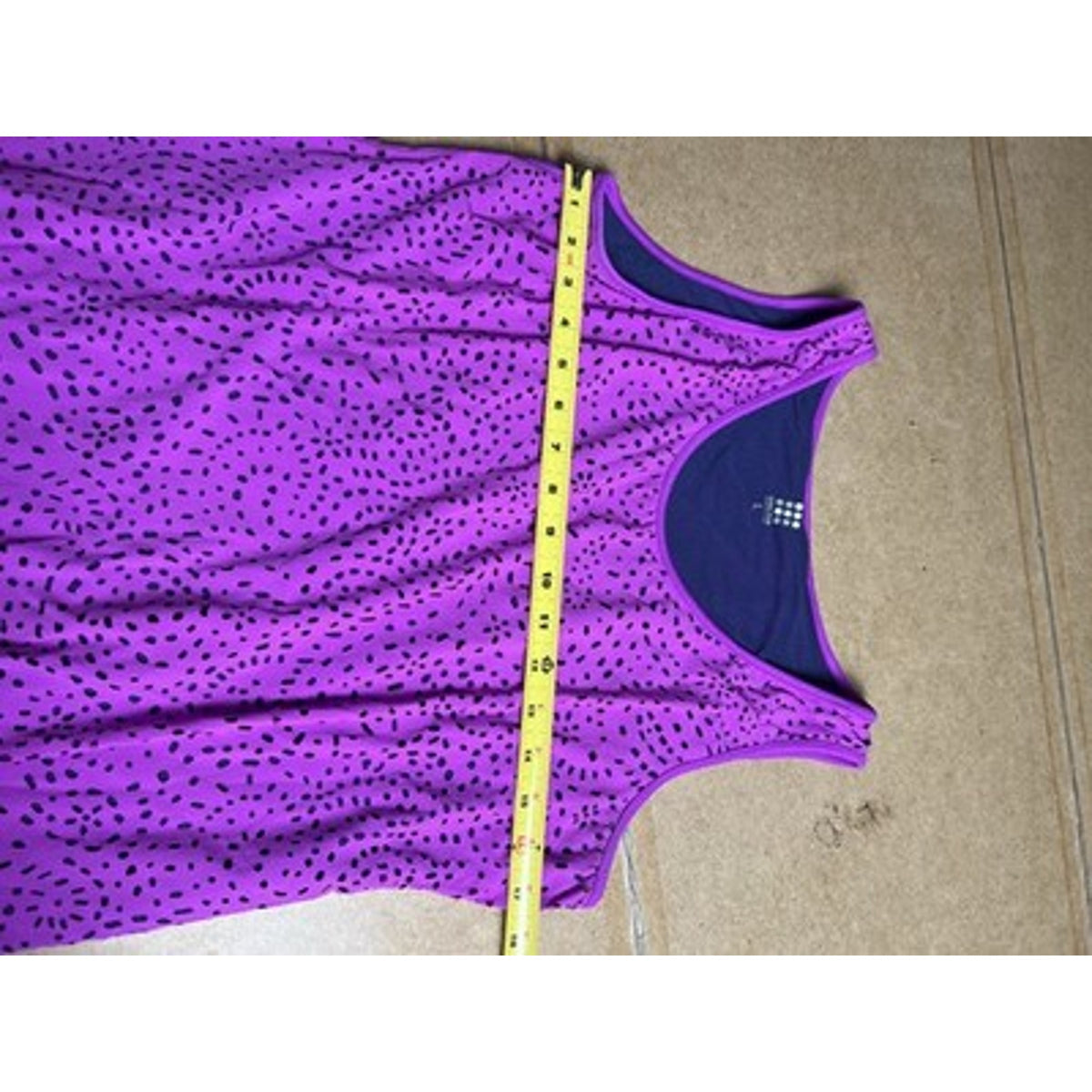 Title Nine Tank Womens L Purple Polka Dot Scoop Neck Lined Stretch Casual