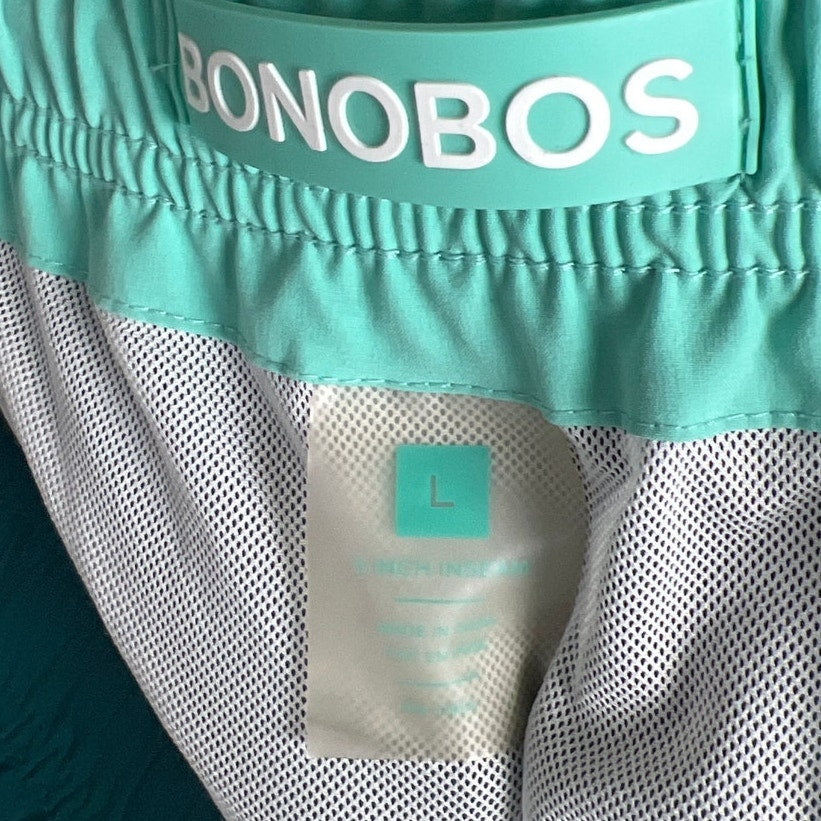 Bonobos Large High Inseam Green Stretch Shorts