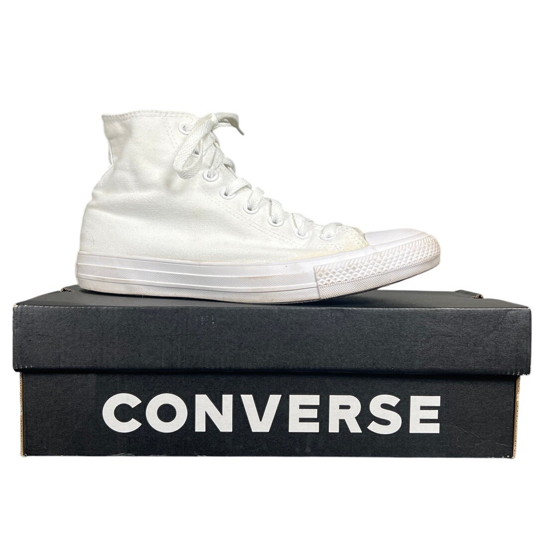 Converse High Top Size 8 Men's White Monochrome Sneakers USED