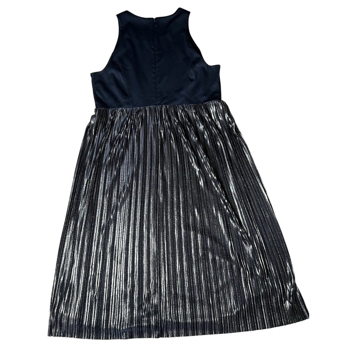 GAP Dress Womens 16 Black Pleated Metallic Skirt Midi Cocktail Lined Semi-Fitted