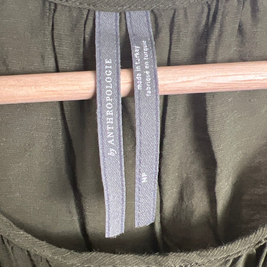 Anthropologie Nicole Puff-Sleeved Linen Blend Shirt Dress Medium