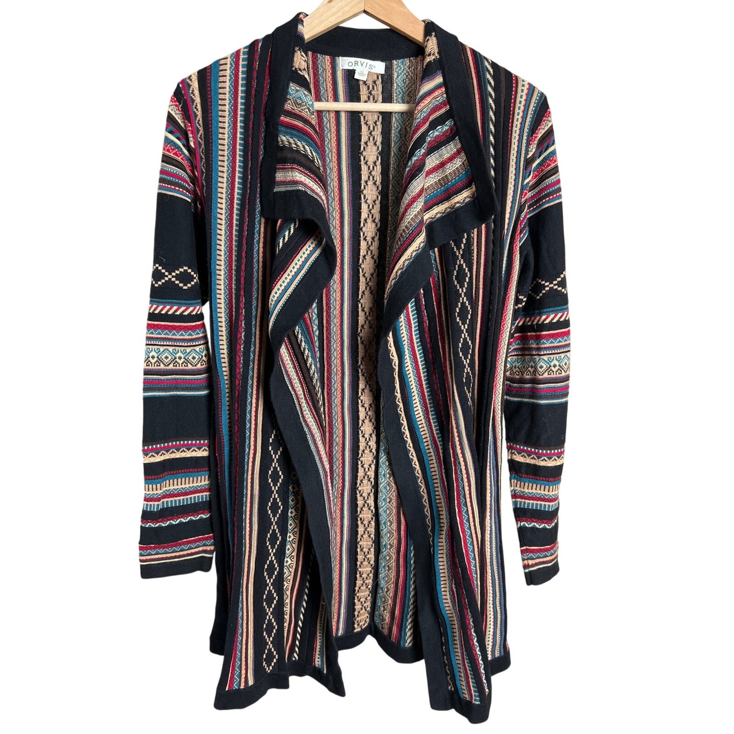 Orvis XS Southwest Aztec Cardigan Striped Multicolor Long