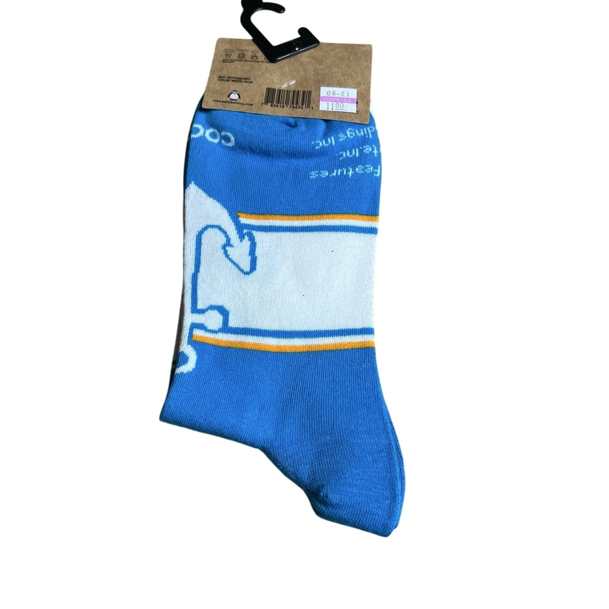 Cool Socks Novelty Socks Mens One Size White Blue Popeye Cartoon Crew Mid Calf