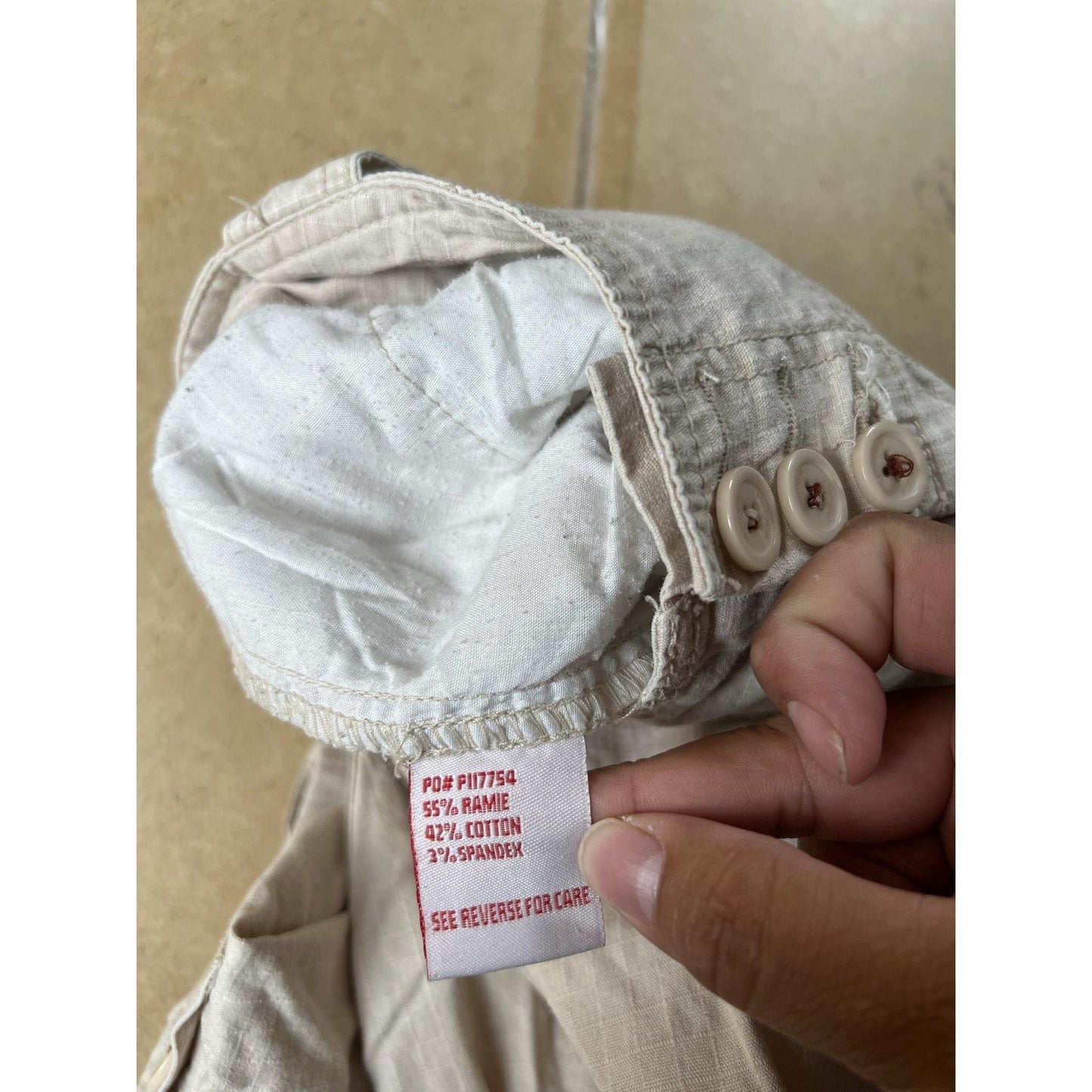 Glamique Pants Womens 8 Beige Cargo Twill Relaxed Pockets Button Travel Casual