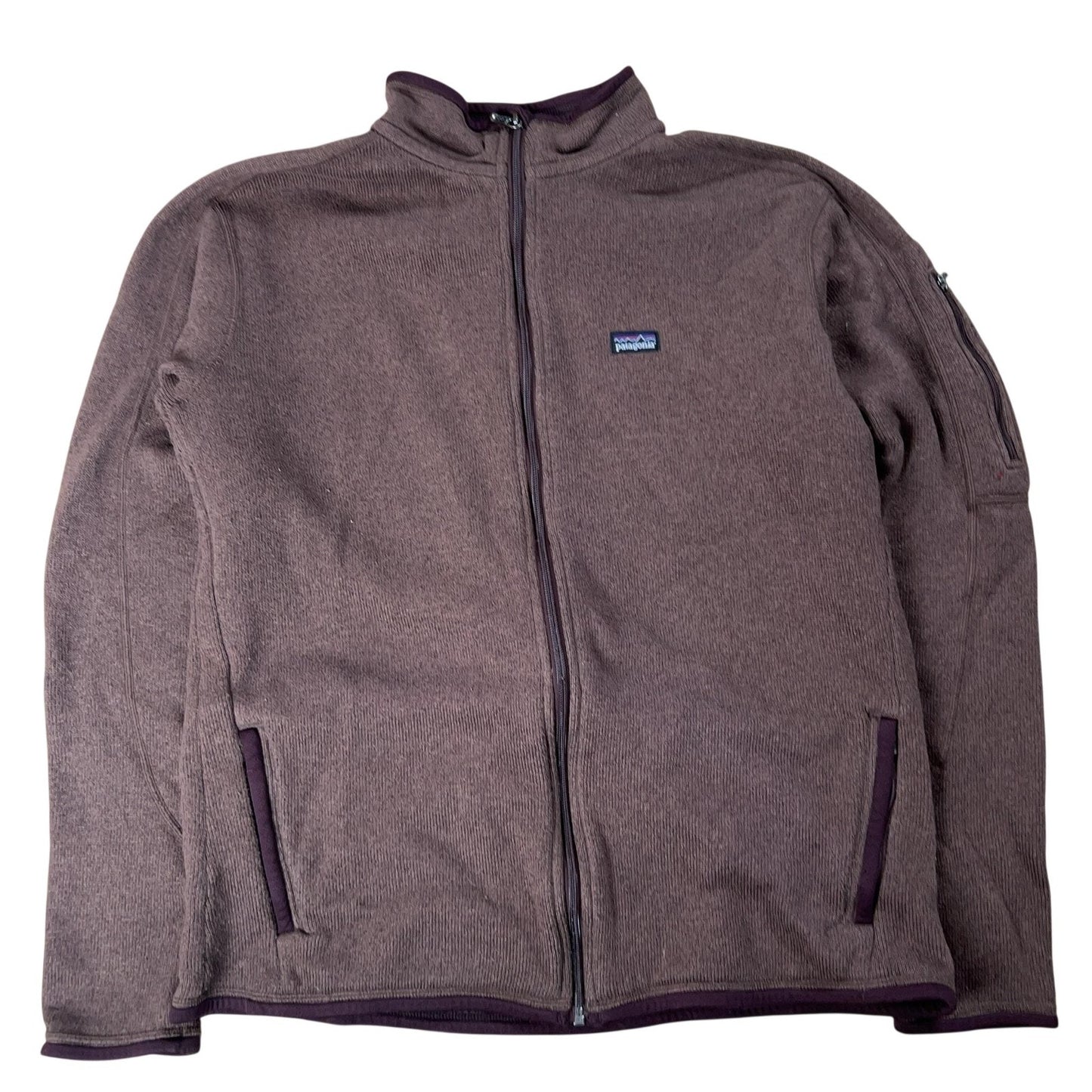 Patagonia Top Womens XL Brown Sherpa Lined Full Zip Sleeve Zip Pocket Fleece