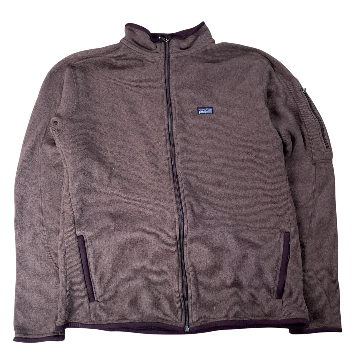 Patagonia Top Womens XL Brown Sherpa Lined Full Zip Sleeve Zip Pocket Fleece