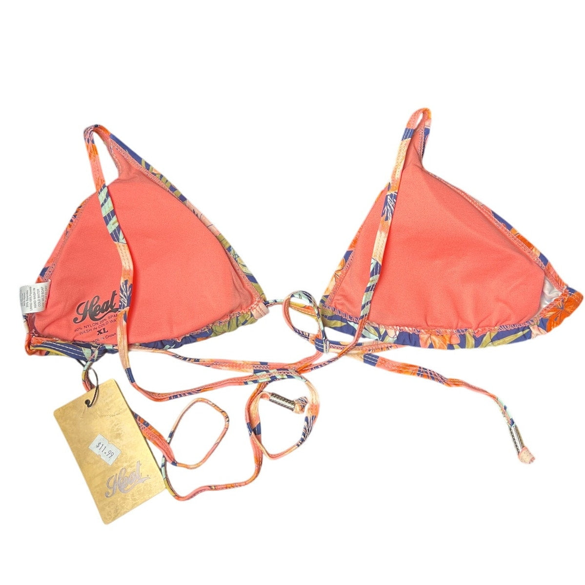 NWT Heat XL Swim Top Pink Adjustable Floral Bikini