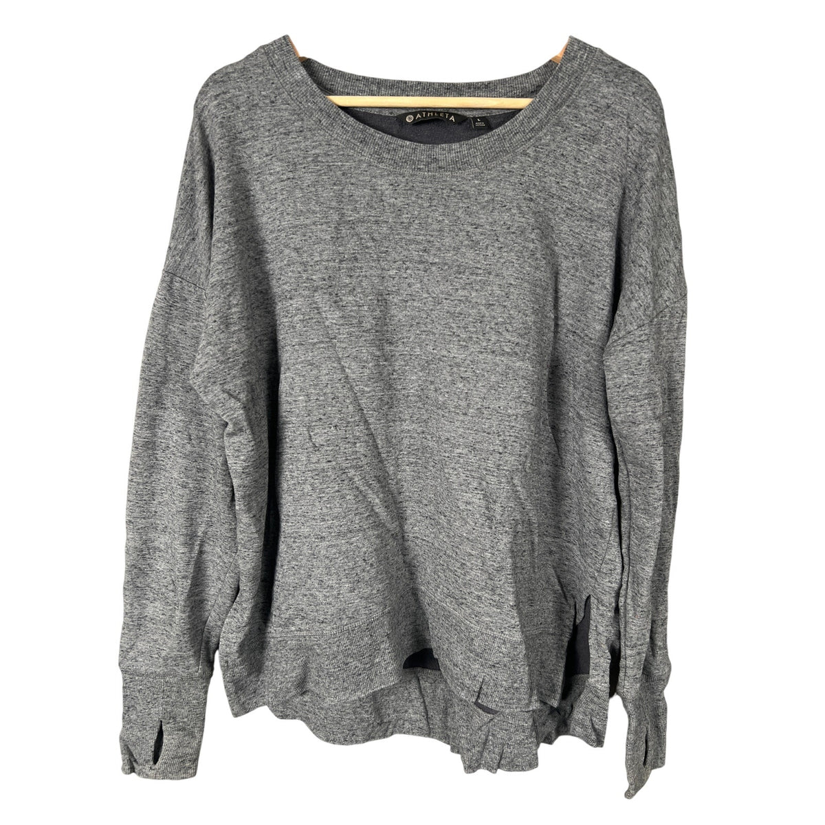 Athleta Size Large Pullover Space Heather Gray Crewneck Women's