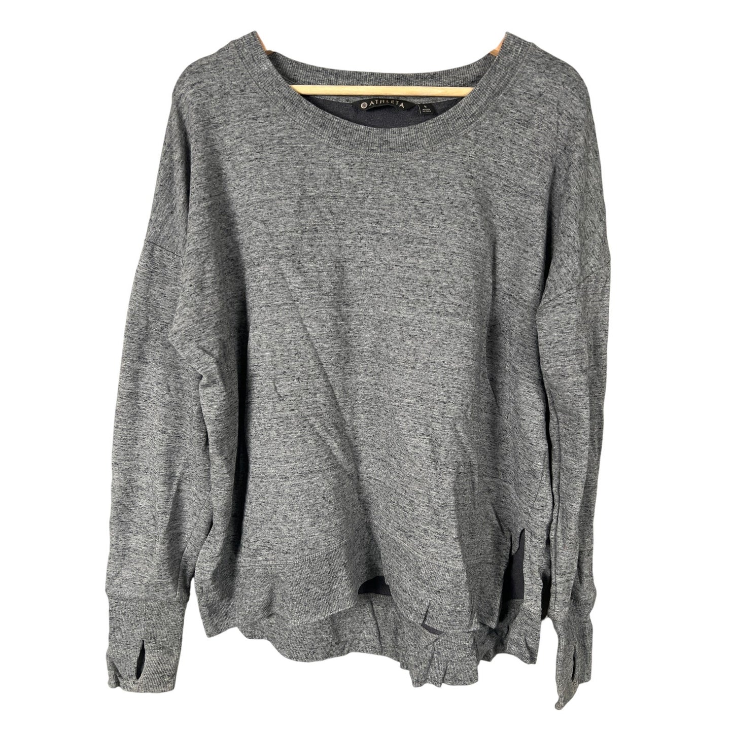 Athleta Size Large Pullover Space Heather Gray Crewneck Women's