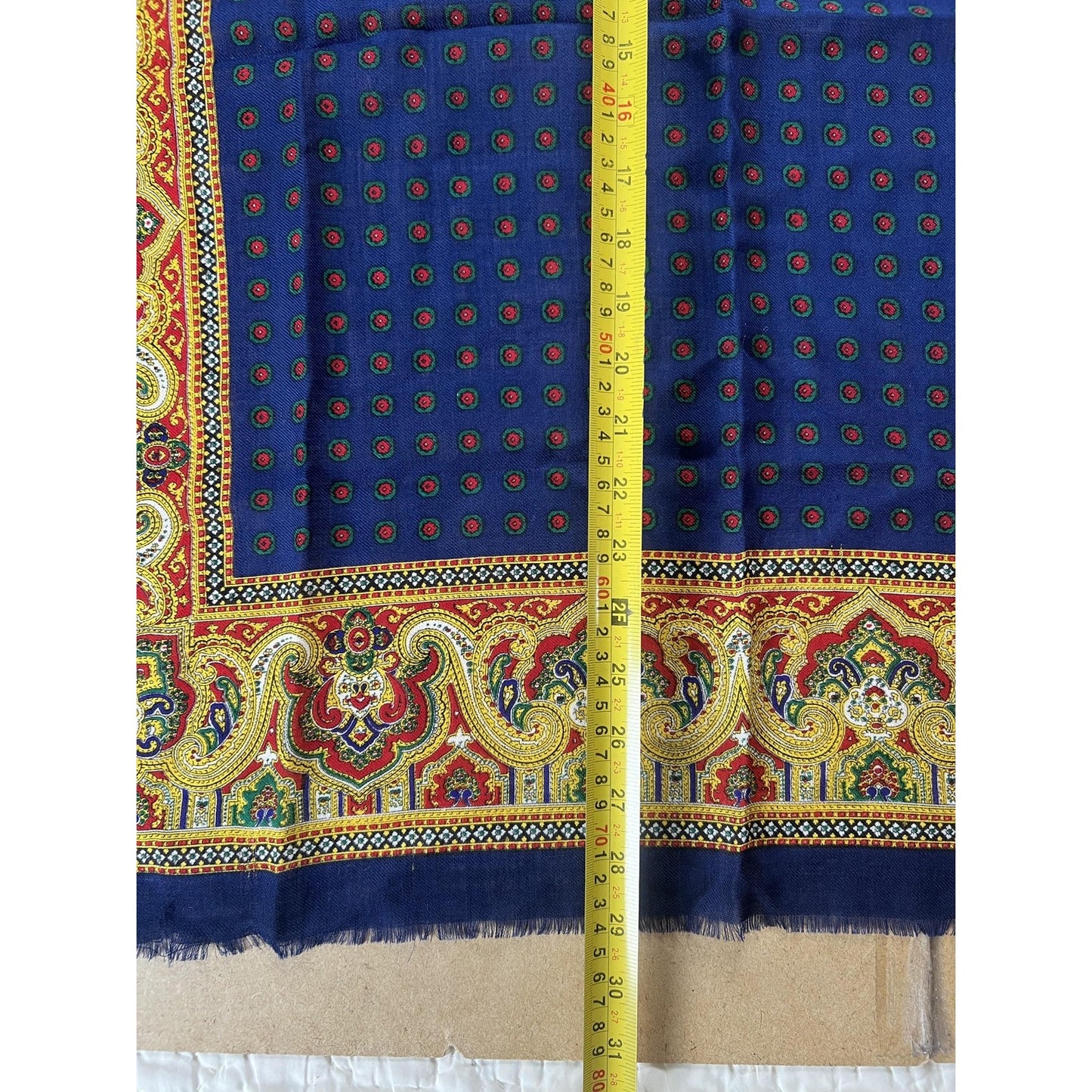 Baar & Beards Kerchief Mens One Size Blue Wool Square Scarf Paisley Italy