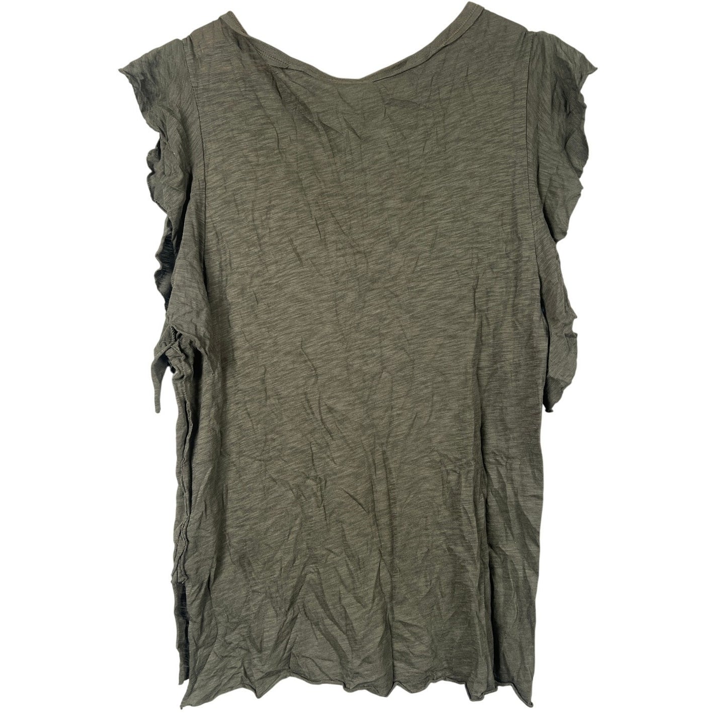 Free People We The Free So Easy Ruffle Tee Green Flutter Sleeve Women's Size S